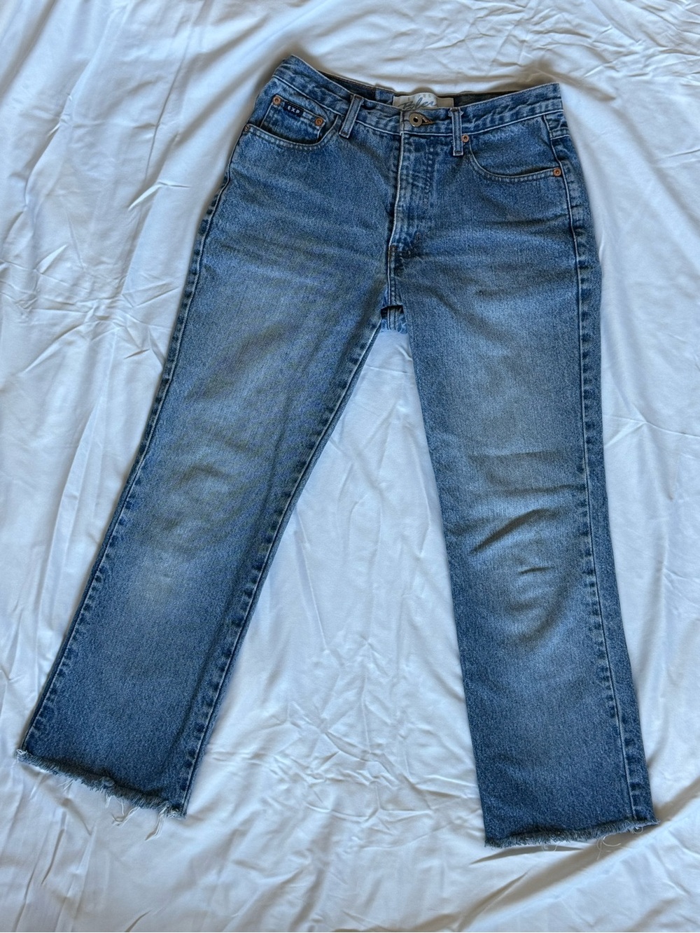 Vintage 90s/ Y2K Boot Cut Jeans in Light Wash Express Bleus 5/6 Short Mid Rise